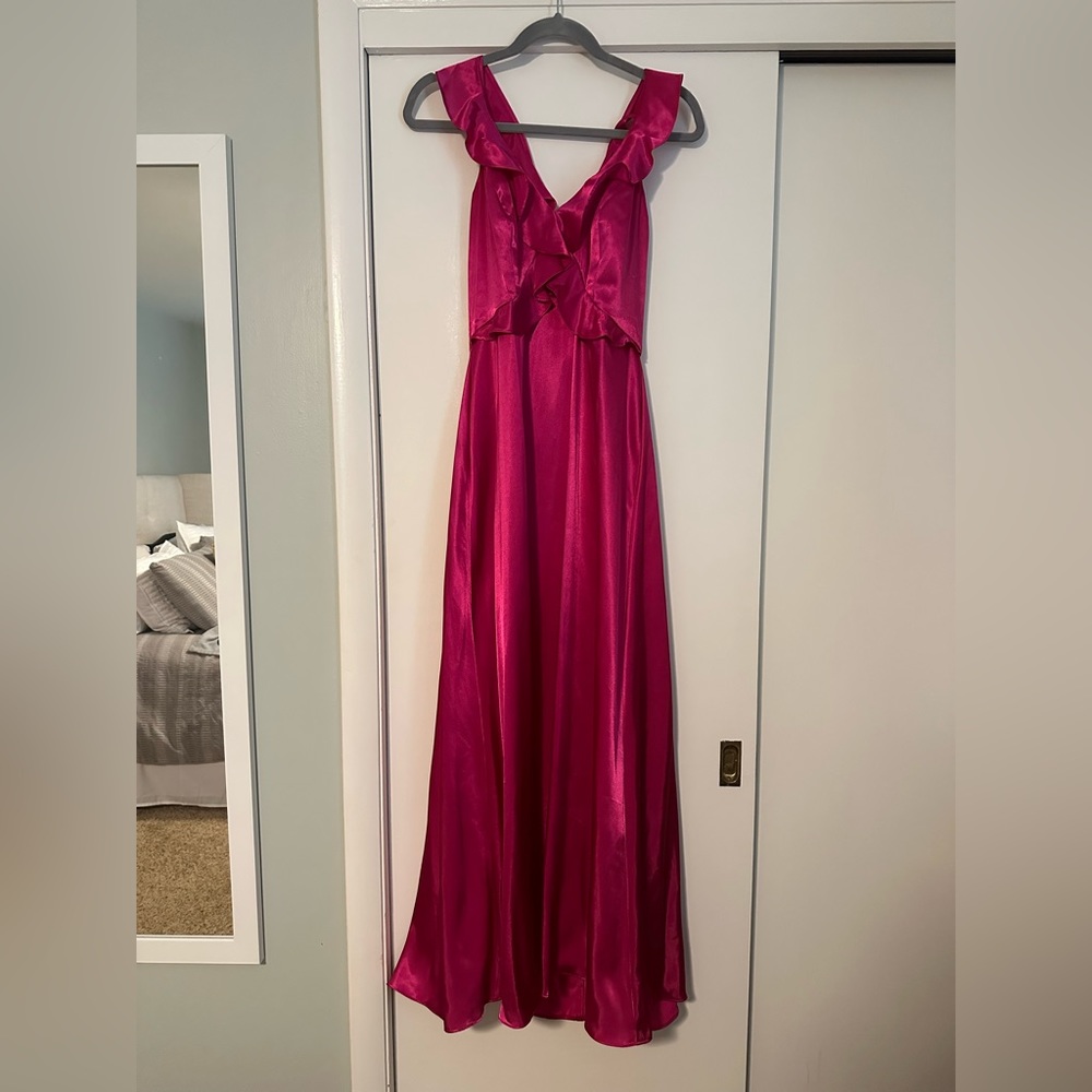 David’s Bridal Satin Pink Berry Dress